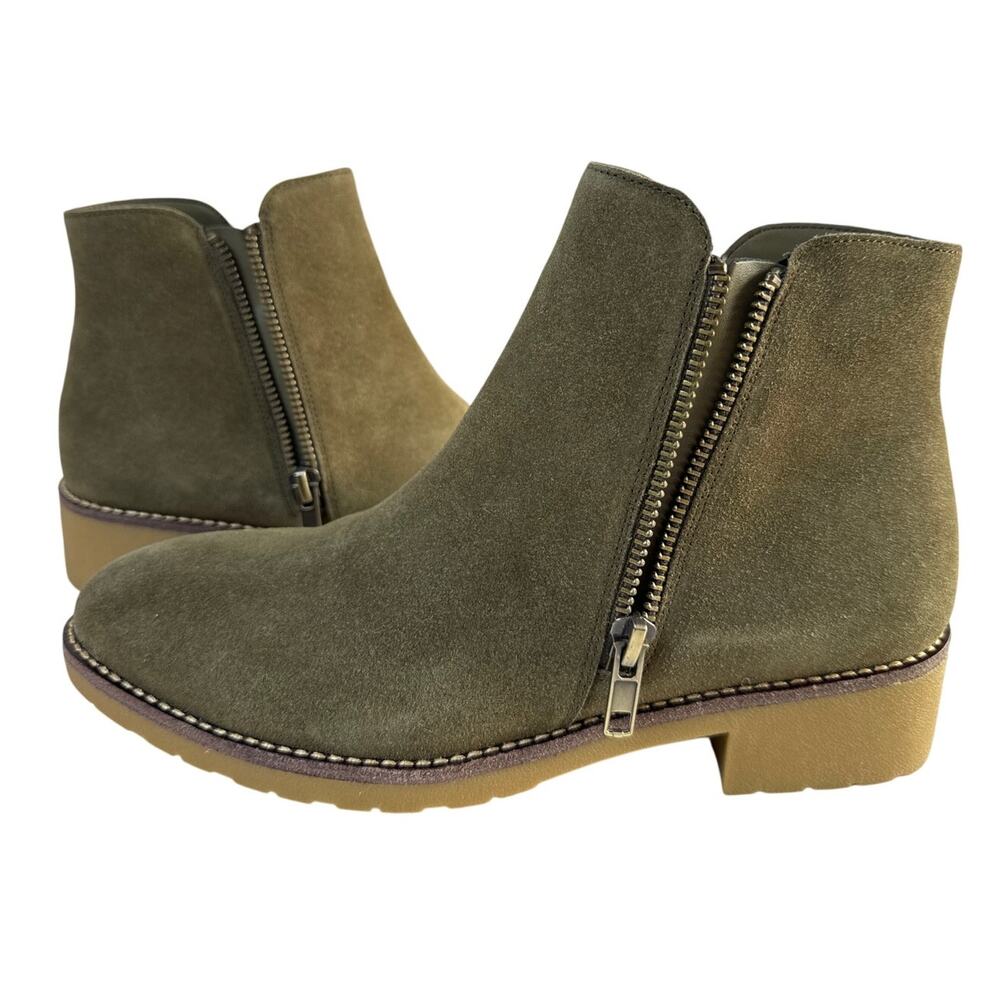 VANELi Ankle Boots Hadia Womens 7.5 Suede Khaki Nival Double Side Zip 311539 - Picture 10 of 12